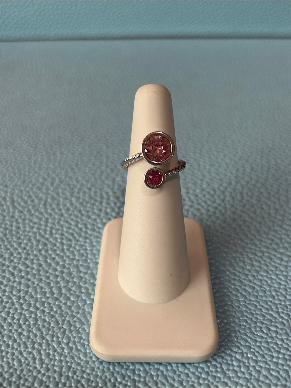 Touchstone Crystal by Swarovski Curled Up ring Pink size 6